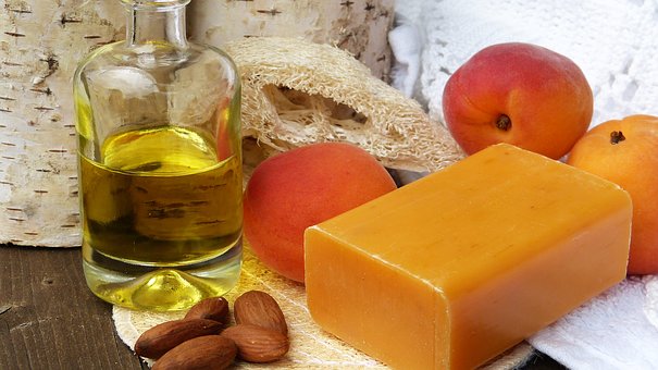 Almond oil, soap and sponge