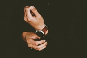 man wearing a wristwatch